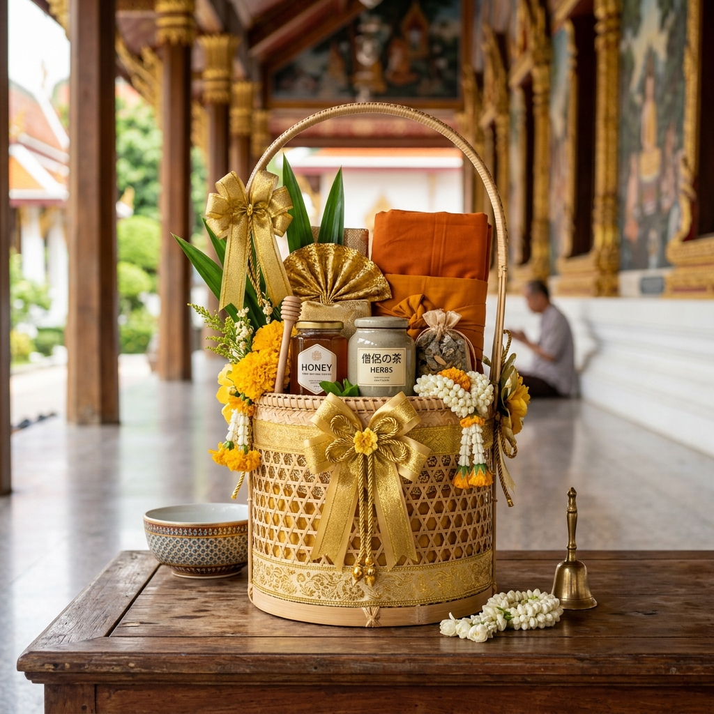 บุญรักษา สังฆทานชุดสานบุญ 4 (ชะลอม)