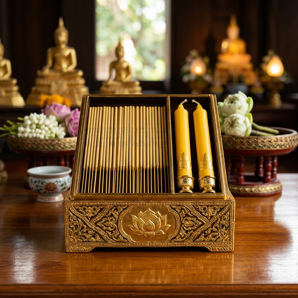 บุญรักษา ชุดธูปหอมไร้ควัน 10 นิ้ว + เทียนมงคล