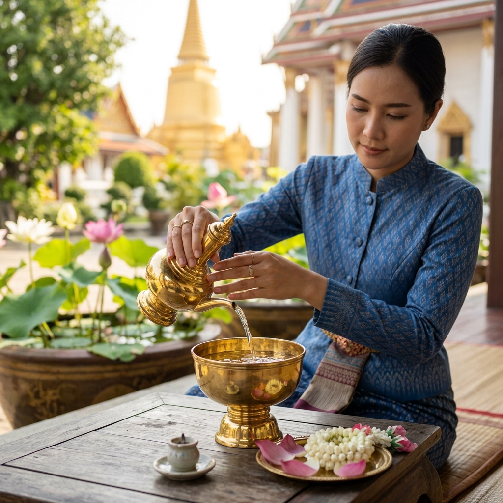 บุญรักษา สังฆทานชุดกรวดน้ำ (ชุดหลั่งน้ำทักษิโณทก)